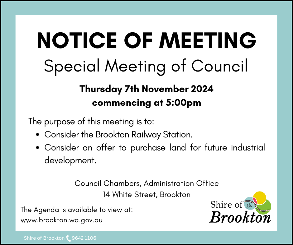 Notice of Meeting - Special Meeting of Council 7th November 2024